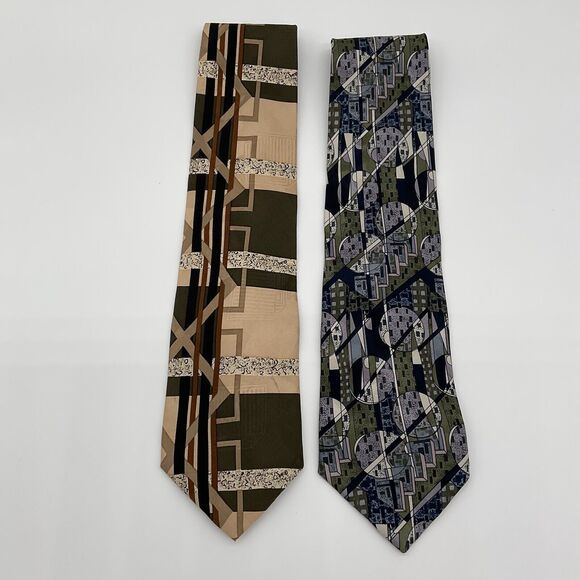 Bachrach Silk Mens Neck Tie‎ Abstract USA Made Martin Wong Screenplay Lot of 2 - Picture 1 of 10